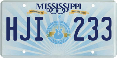 MS license plate HJI233