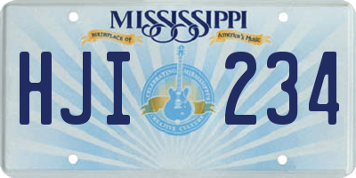 MS license plate HJI234