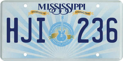 MS license plate HJI236