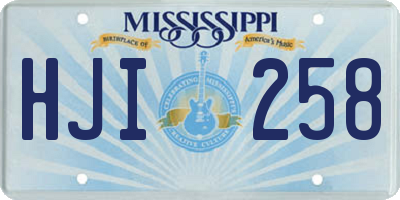 MS license plate HJI258