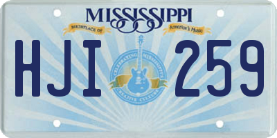 MS license plate HJI259