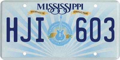 MS license plate HJI603