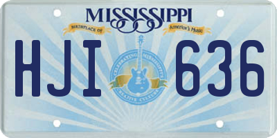 MS license plate HJI636