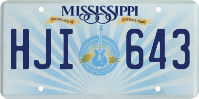 MS license plate HJI643