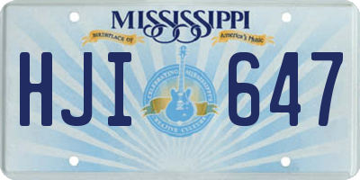 MS license plate HJI647
