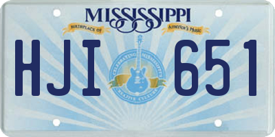 MS license plate HJI651