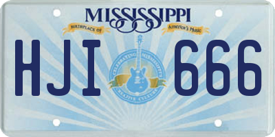 MS license plate HJI666