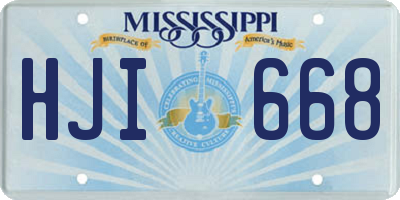 MS license plate HJI668