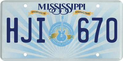 MS license plate HJI670