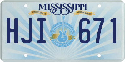 MS license plate HJI671