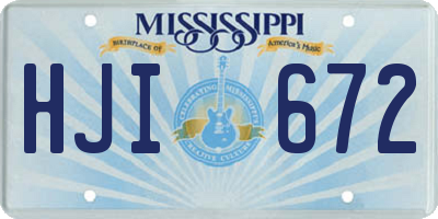 MS license plate HJI672