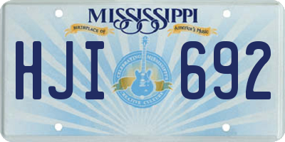 MS license plate HJI692