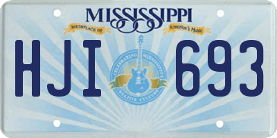 MS license plate HJI693
