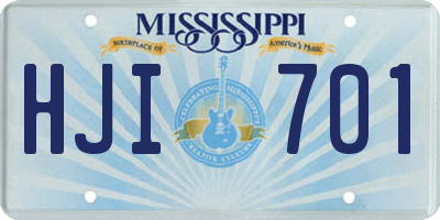 MS license plate HJI701