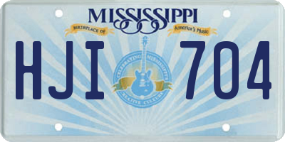 MS license plate HJI704