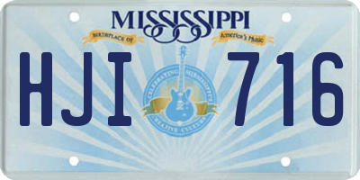 MS license plate HJI716