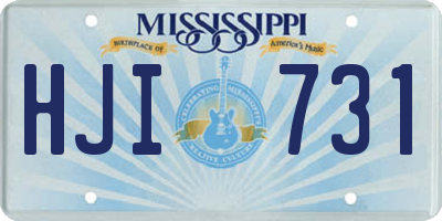 MS license plate HJI731