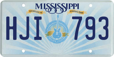 MS license plate HJI793