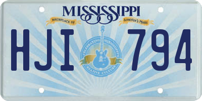 MS license plate HJI794