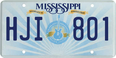 MS license plate HJI801