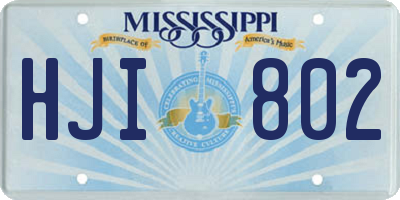MS license plate HJI802