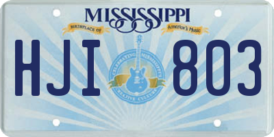 MS license plate HJI803