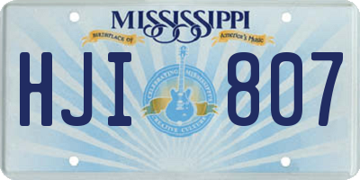 MS license plate HJI807