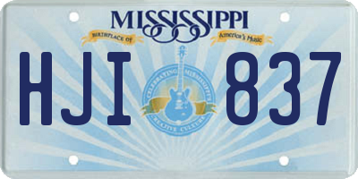 MS license plate HJI837