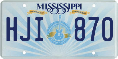 MS license plate HJI870