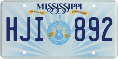 MS license plate HJI892