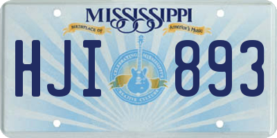 MS license plate HJI893