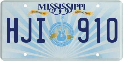 MS license plate HJI910