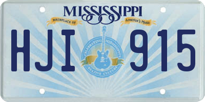 MS license plate HJI915