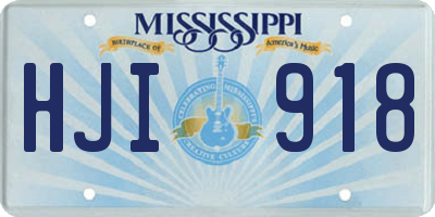 MS license plate HJI918