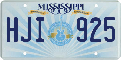 MS license plate HJI925