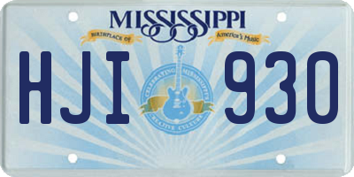 MS license plate HJI930