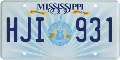 MS license plate HJI931