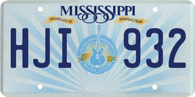 MS license plate HJI932