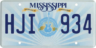 MS license plate HJI934
