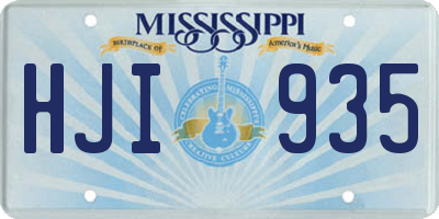 MS license plate HJI935