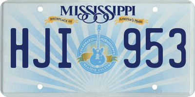 MS license plate HJI953