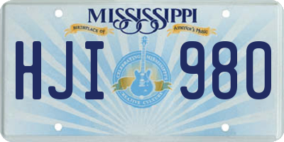 MS license plate HJI980