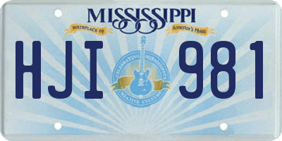 MS license plate HJI981