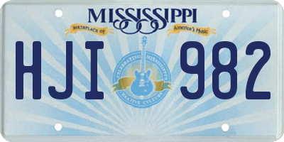 MS license plate HJI982