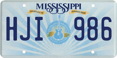MS license plate HJI986