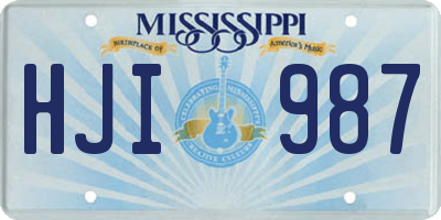 MS license plate HJI987