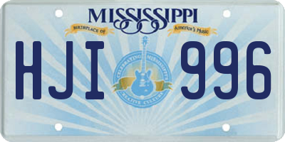 MS license plate HJI996
