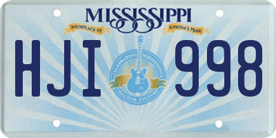 MS license plate HJI998