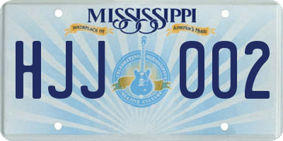 MS license plate HJJ002