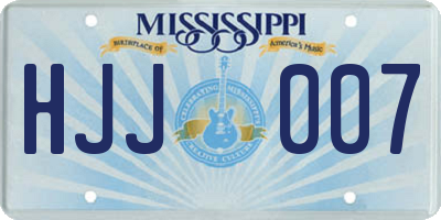 MS license plate HJJ007
